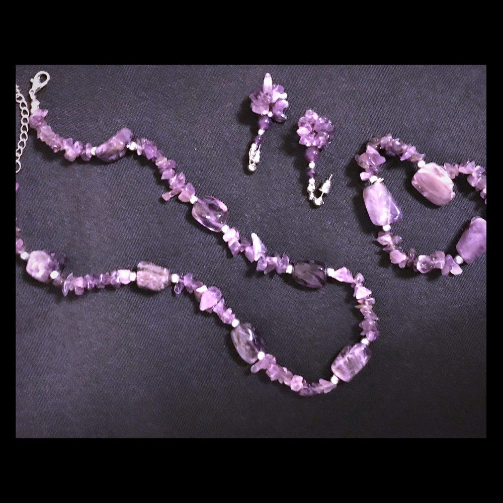 Amethyst Jewelry Set necklace bracelet earrings